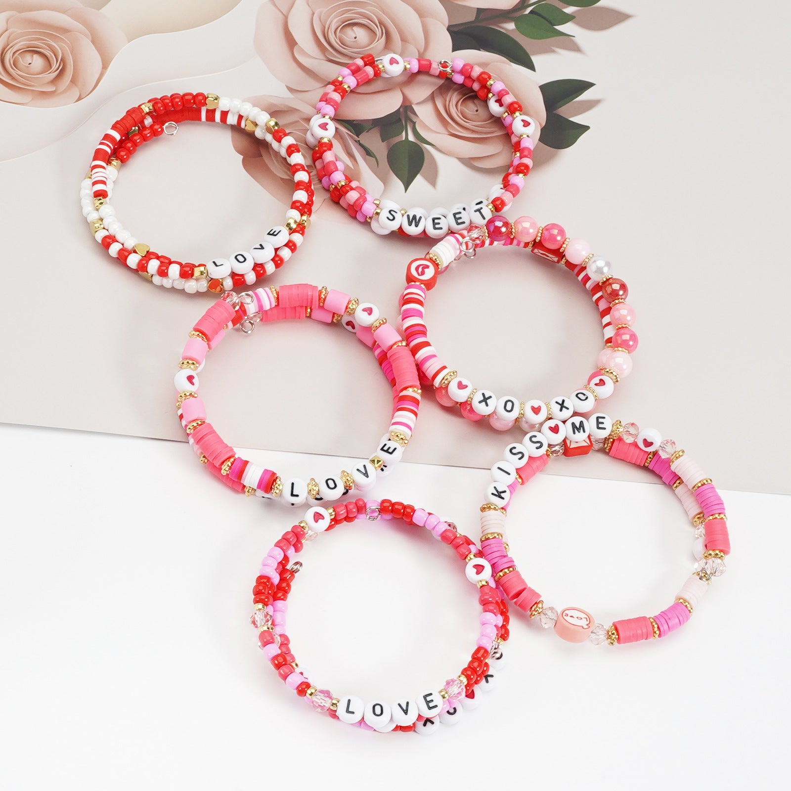 Wholesale Valentine' s Day  XOXO Soft y Love LOVE Soft y Bead Bracelet