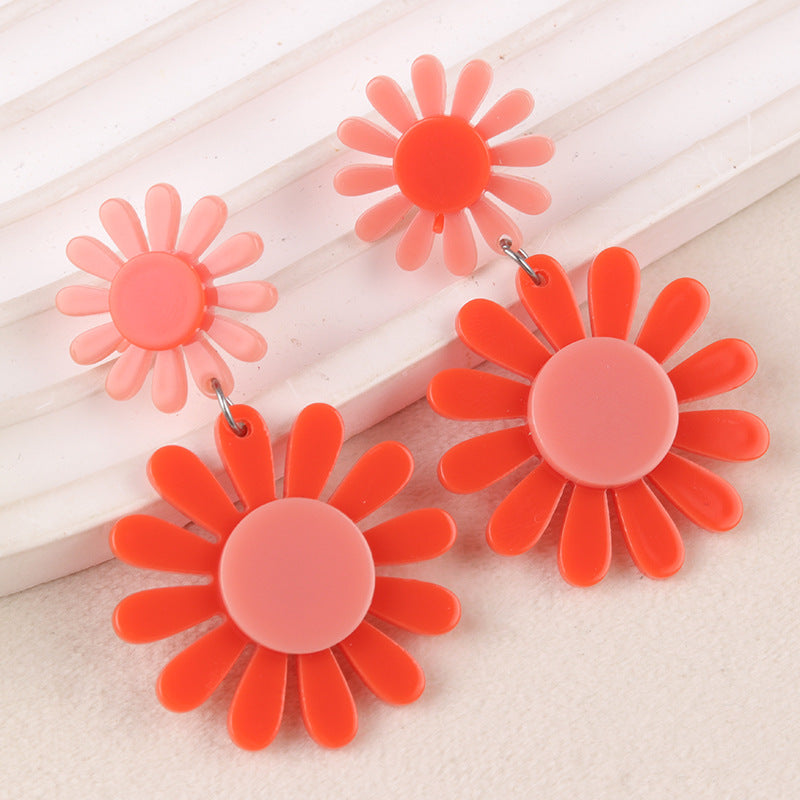 Wholesale Sunflower Acrylic Splicing Earrings
