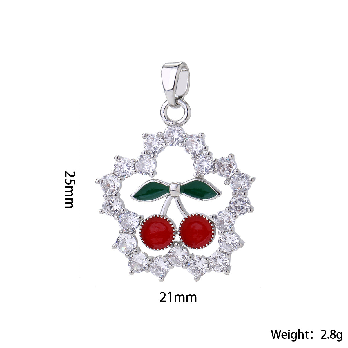 Wholesale 14K Gold Plated Brass Cherry Pendant Necklace Micro Set Zircon Fruit Choker Stylish Fashion Accessory For Women Gift