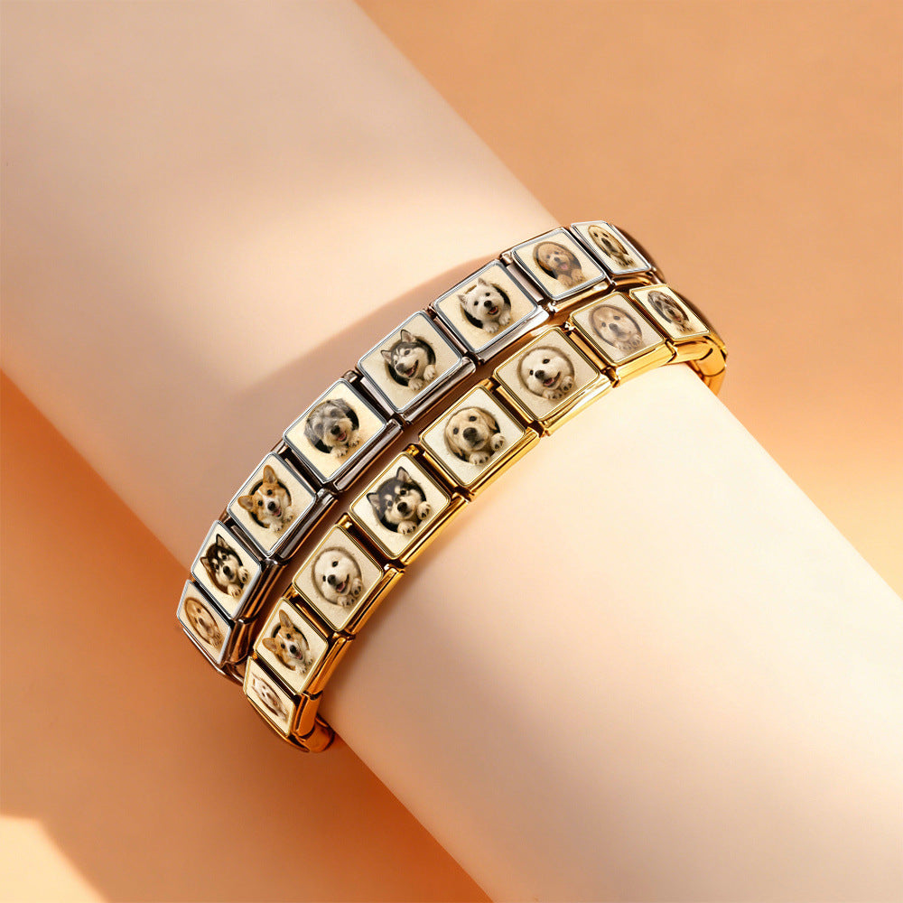 Wholesale Cute Pet Dog Design Handmade Stainless Steel Modular Bracelet DIY Accessory