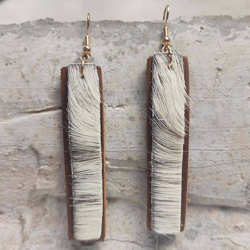 Wholesale 2pcs/ pack Leather and horsehair earrings