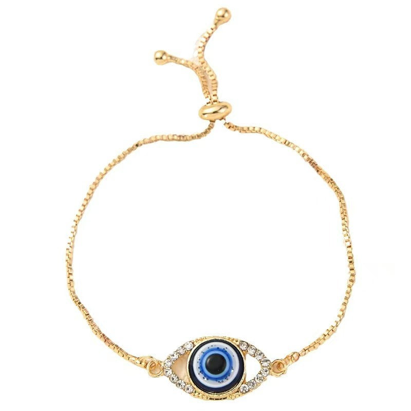 Wholesale Blue Devil Eye Bracelet Women Adjustable Alloy Trendy Fashion Accessory Gift