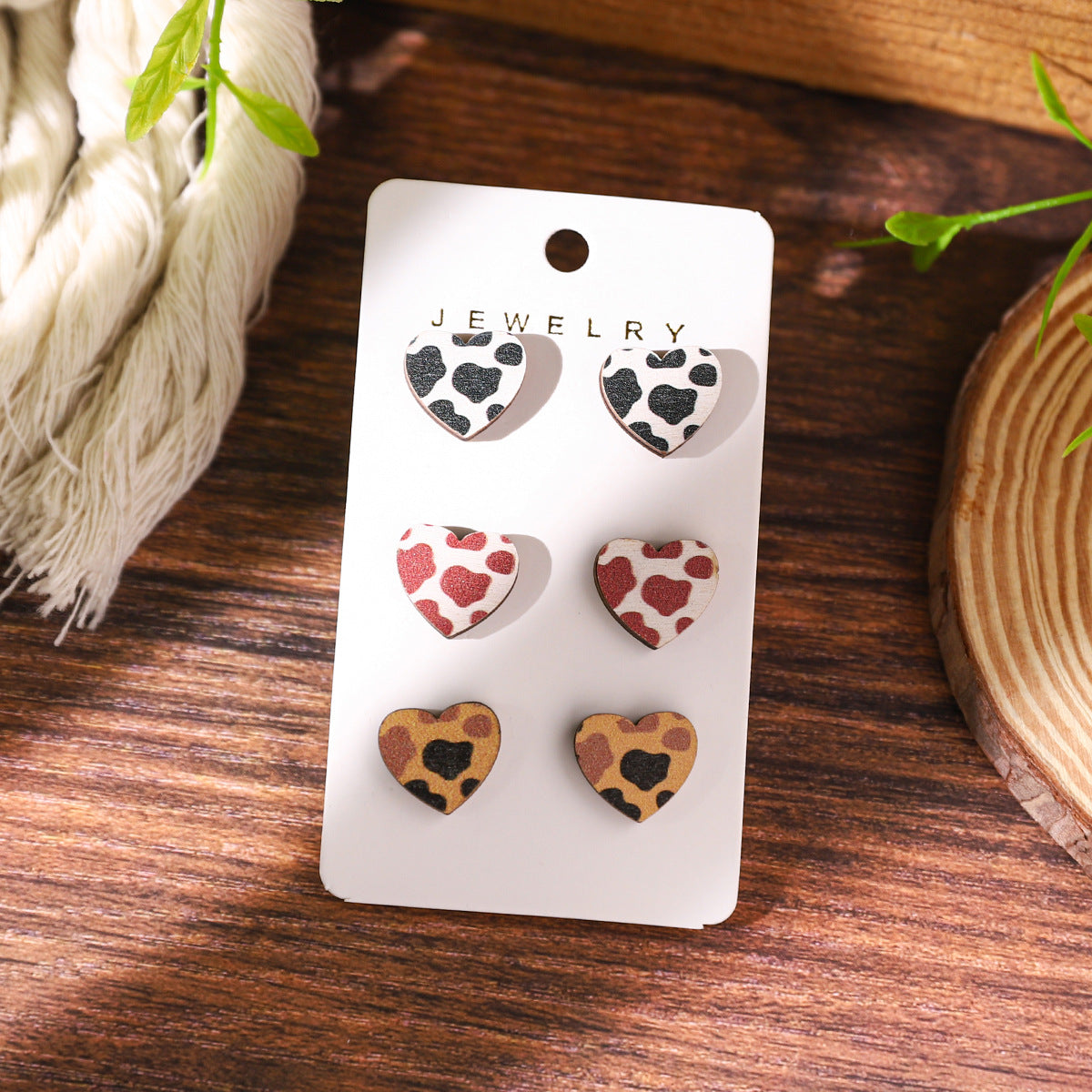 Wholesale Wooden Western Cowboy Style Cow Earrings