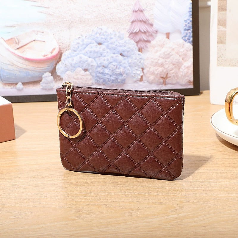 Wholesale Embossed PU Leather Coin Purse Small Wallet For Women Solid Color Card Holder And Key Pouch