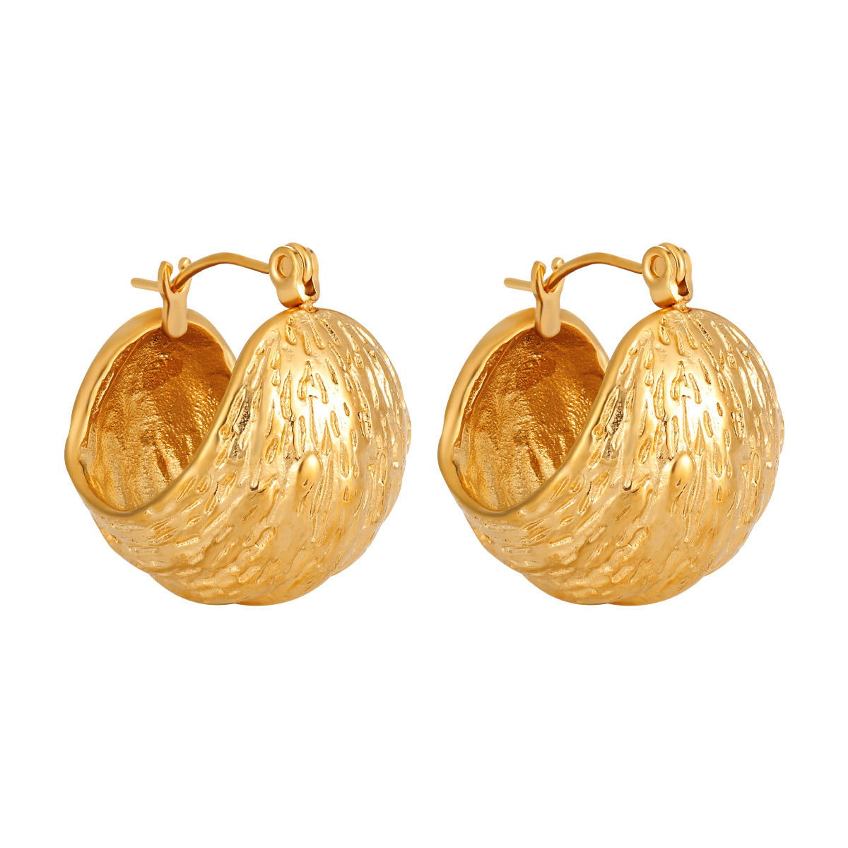 Wholesale Irregular semicircular hammer pattern earrings