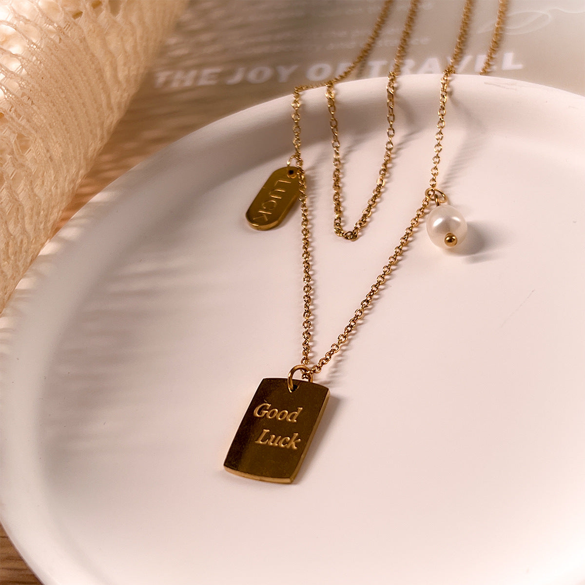 Wholesale Stainless Steel Necklace Electroplated 18K Gold Drop Necklaces ACC-NE-YuHui004