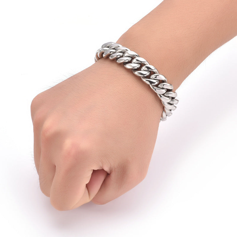 Bracciale a catena cubana in acciaio al titanio largo 14 mm all'ingrosso