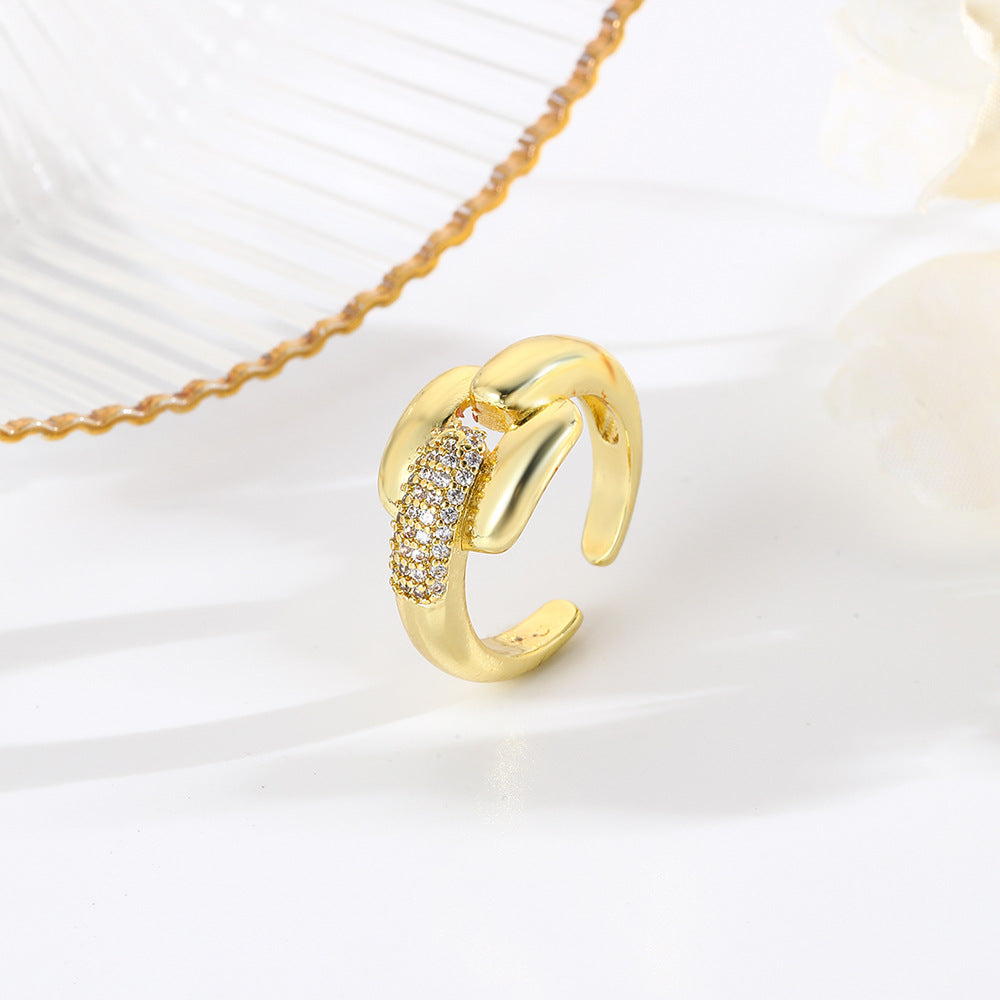 Wholesale 18k copper plated geometric adjustable ring