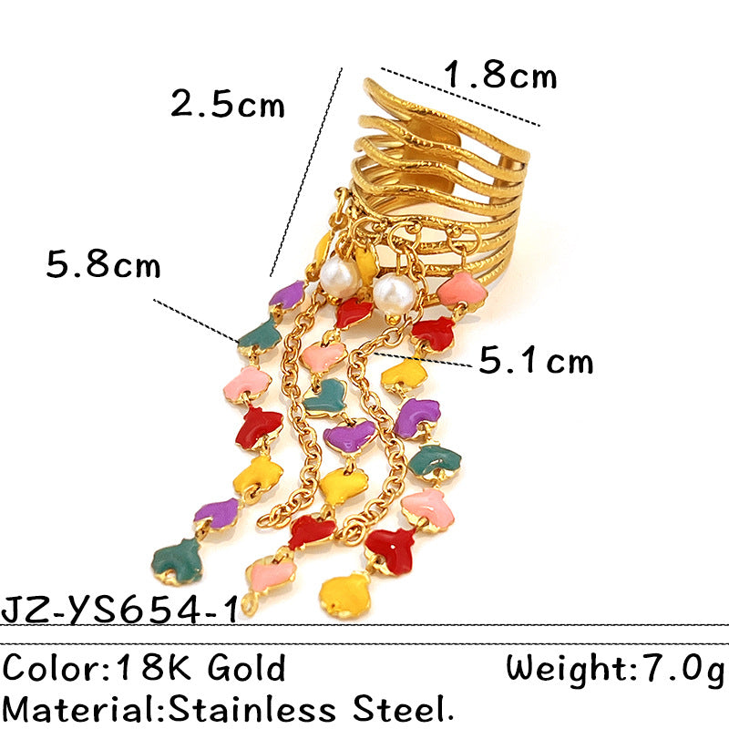 Wholesale Stainless Steel 18K Gold-Plated Tassel Ring