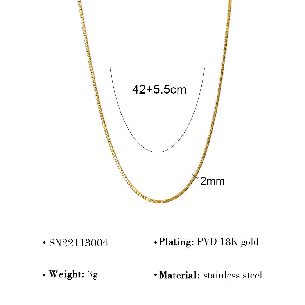 Wholesale Titanium Steel 18K Gold Plated Blade Chain Flat Snake Chain  Necklace