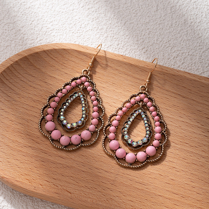 Wholesale  Geometric Drop-Shaped Turquoise Earrings