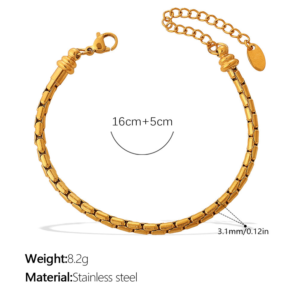 Wholesale Retro Accessible Luxury Stainless Steel 18K Texture Niche High-End Twist Snake Bone Wave Texture Shape Design Bracelet