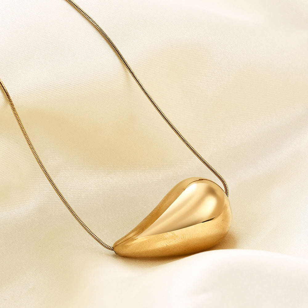 Wholesale Hollow Water Drop Comma Titanium Steel Necklace ACC-NE-ZhongJi003