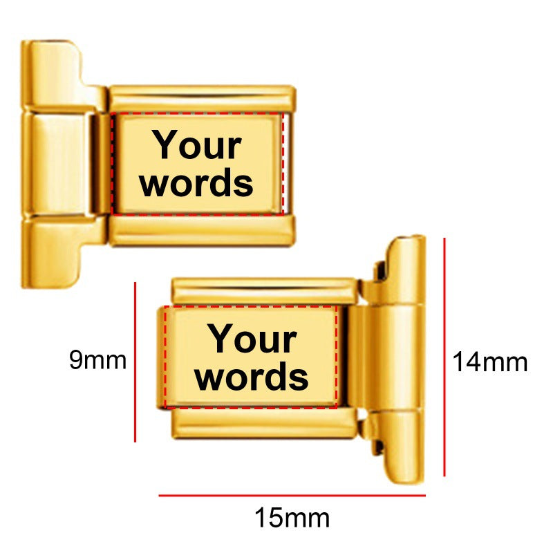 Wholesale  9mm Italian Charm Starter Bracelets DIY square Single Section Creative Stainless Steel Composable Bracelet