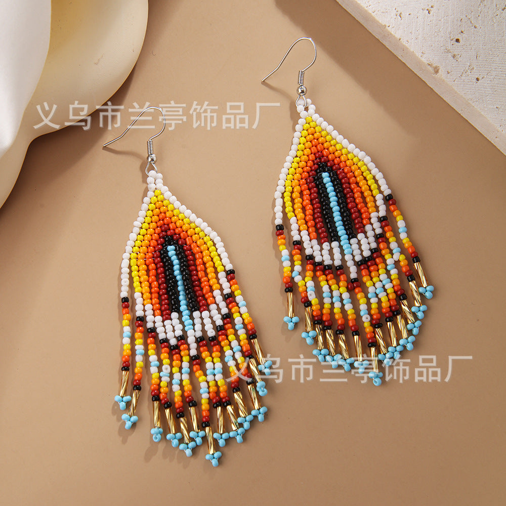Wholesale Bohemian Retro Gradient Color Tassel Earrings ACC-ES-Lant001