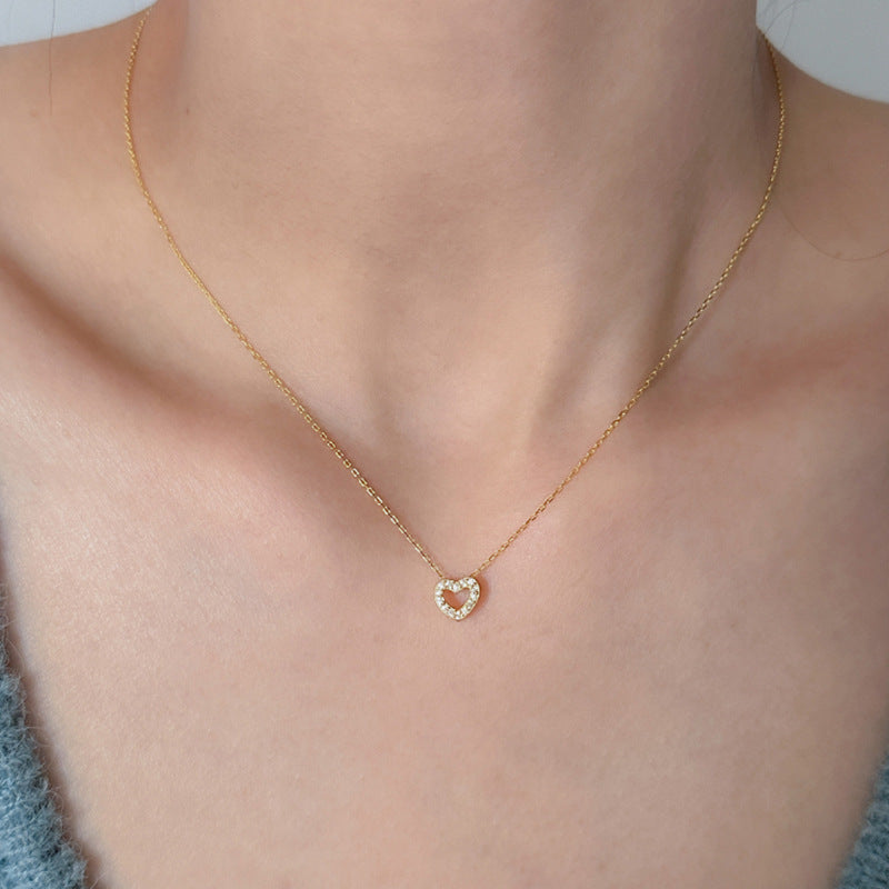 Wholesale Copper Zircon Heart Layered Beaded Choker Necklace Fairy Style Jewelry Accessory for Women