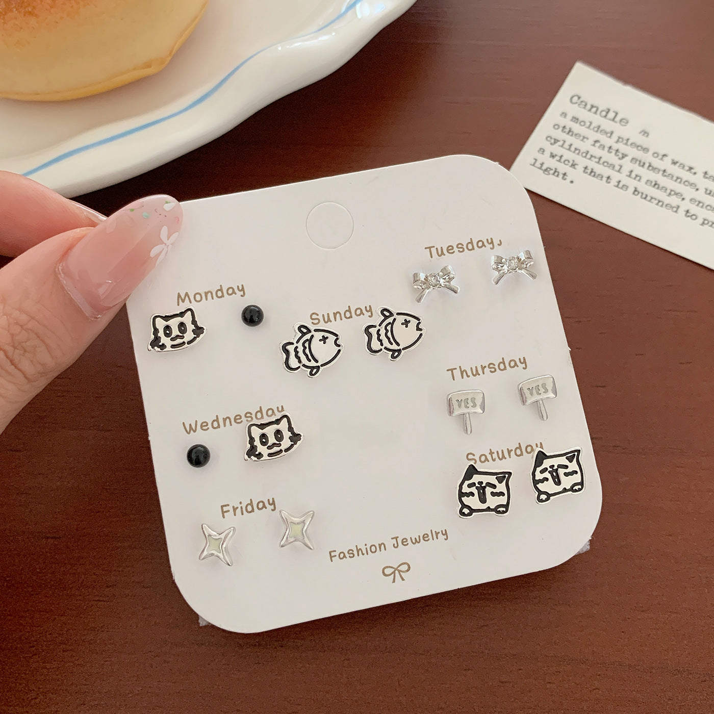 Wholesale Cartoon Cute Small Earrings Set Combination Silver Simple Compact  Earrings