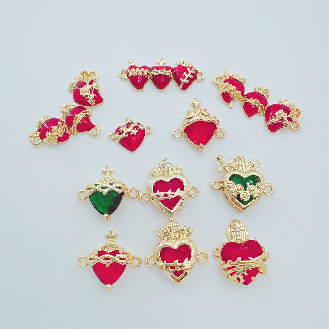 Wholesale Gold Plated Copper Heart Double Pendant Jewelry Set - Boutique Resale Gift