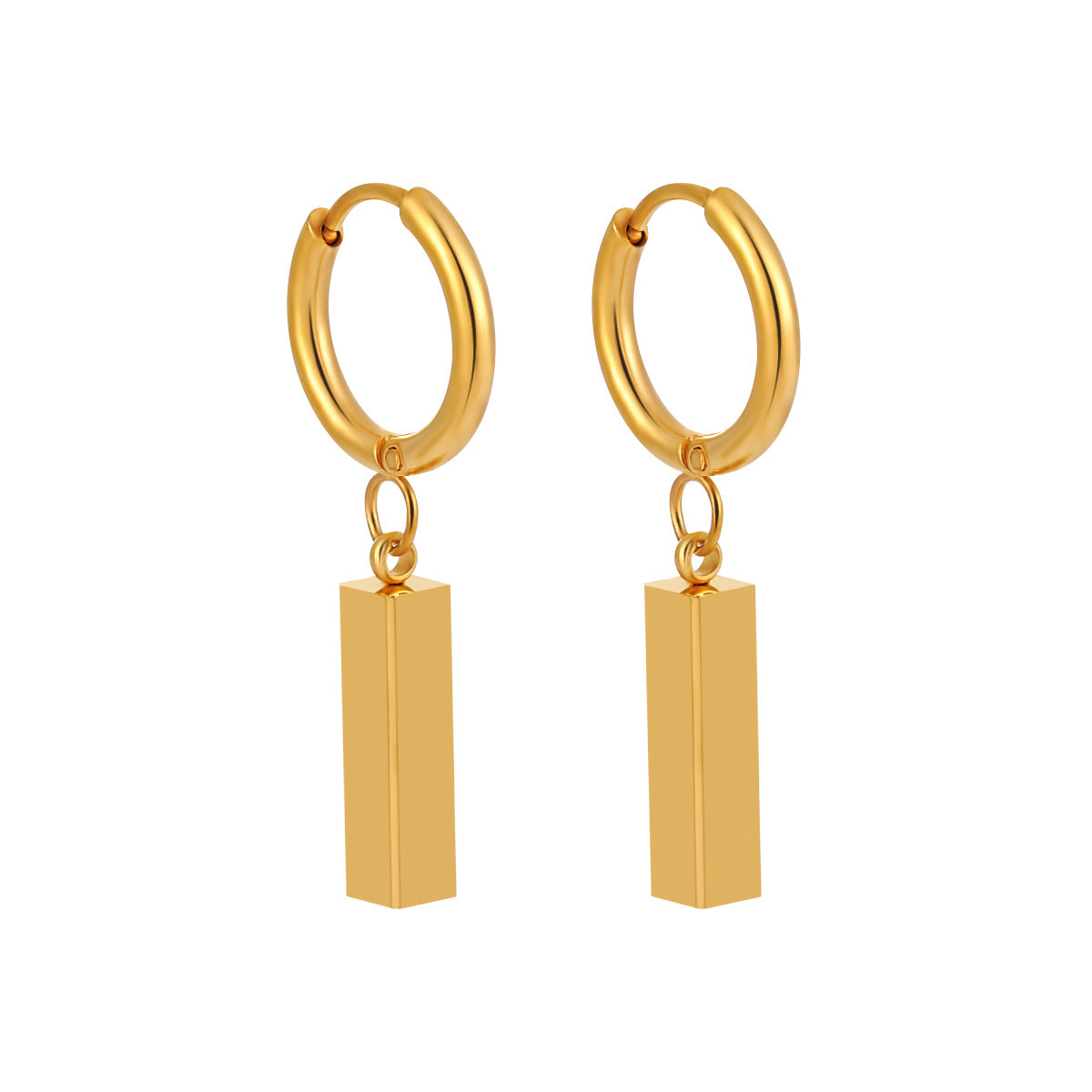 Wholesale Titanium Steel geometric rectangular small gold bar earrings
