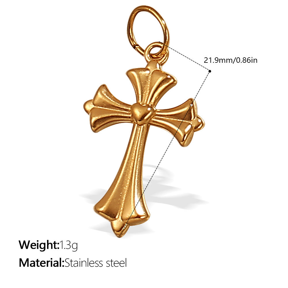 Wholesale Irregular Cross-Shaped DIY Stainless Steel Pendant Full Diamond Jewelry Accessories Necklace Zircon Diamond Inlaid