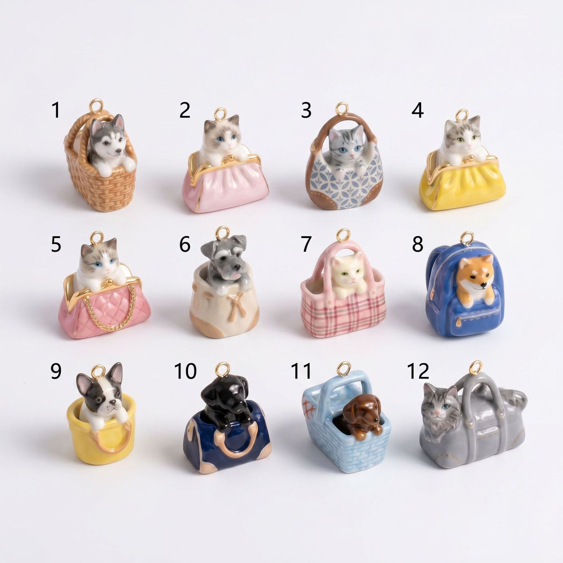 Wholesale Cross-Border European and American Independent Website Hot-Selling Cartoon Animal Bag Pendants,  Colorful Spray-Painted Cute Little Accessories Featuring Puppies and Cats