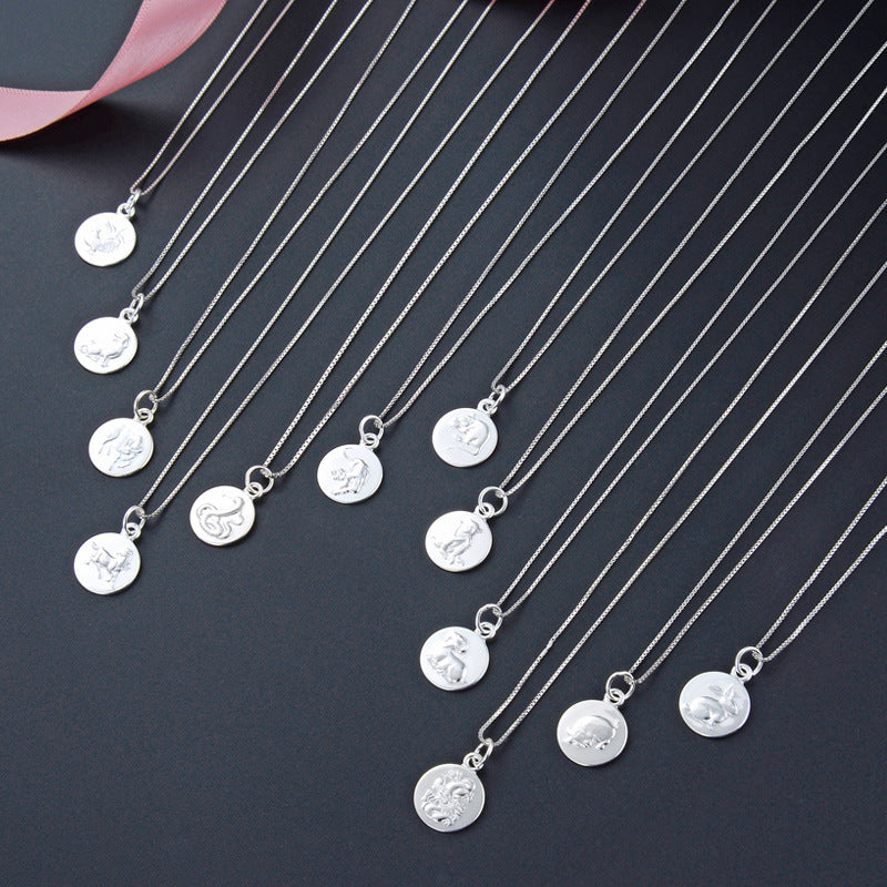 Wholesale S990 pure silver twelve zodiac round pendant