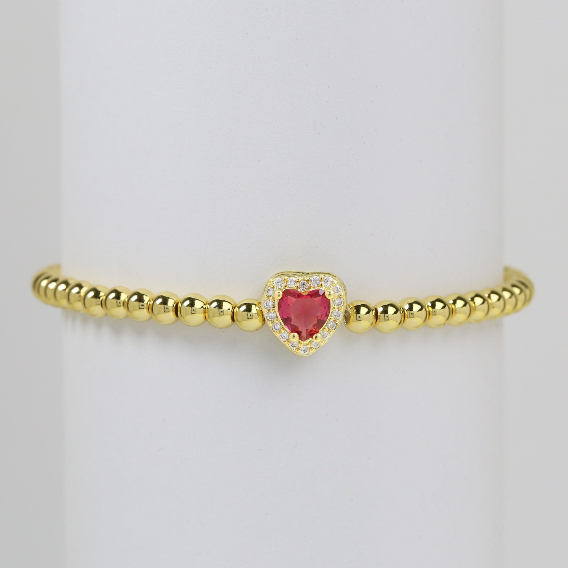 Wholesale  18k gold twelve birthstone December stone color love copper beads bracelet