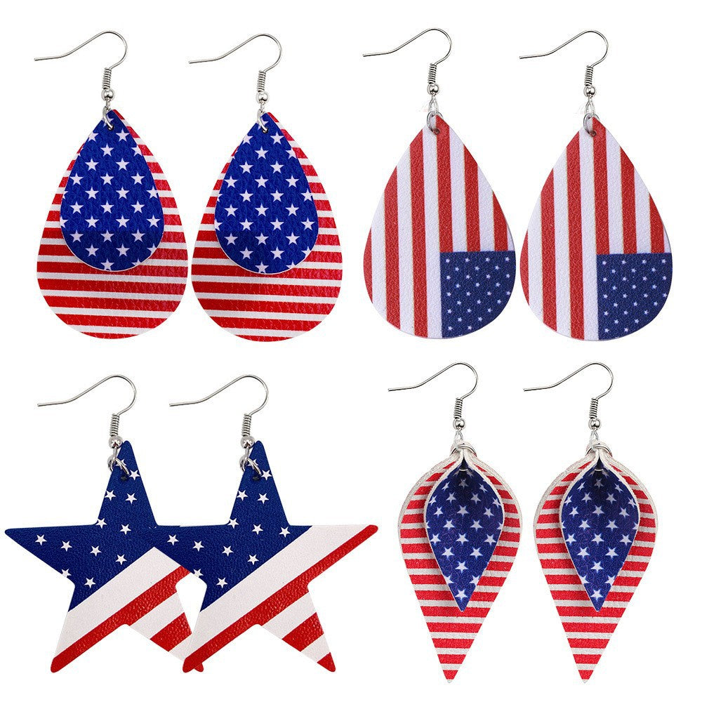 Wholesale National Flag Five-Pointed Star Independence Day Acrylic Earrings