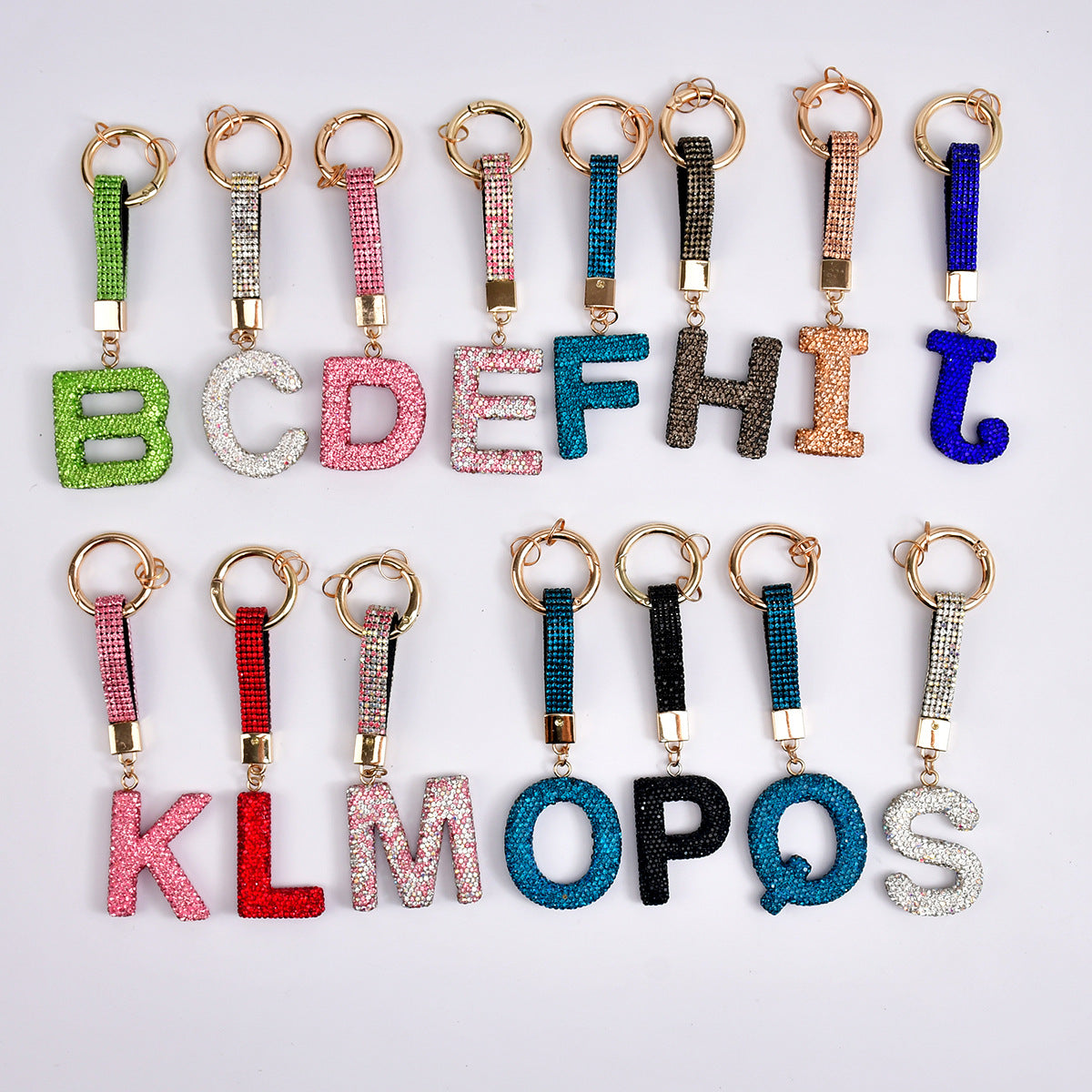 Wholesale Rhinestone Alphabet Keychain Crystal Letter Keyring For Bag Car Key Fashion Decorative Accessory Gift