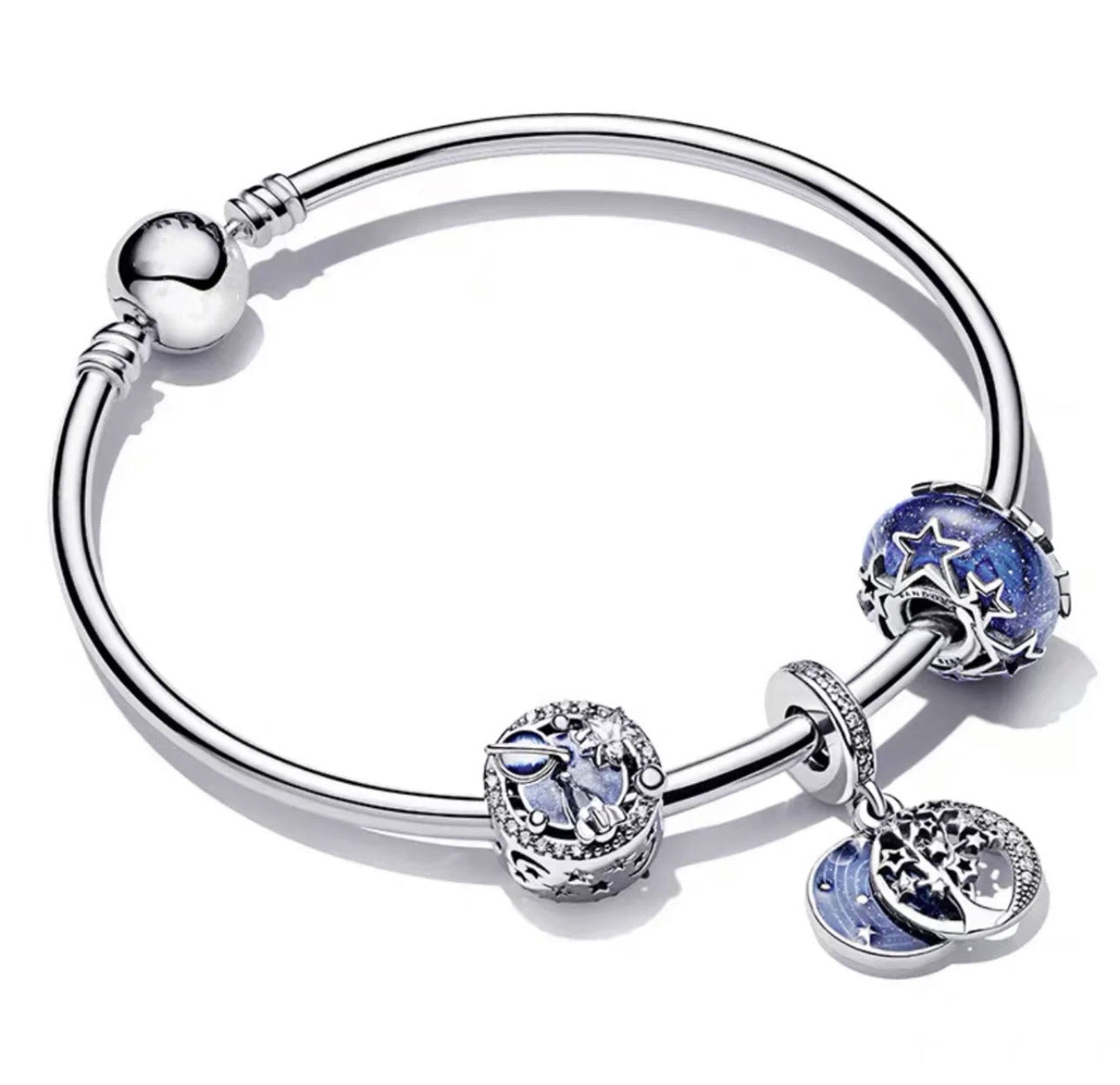 Wholesale S925 Sterling Silver Blue Ocean Star Language Star Valentine's Day Bracelet