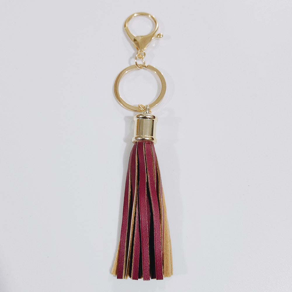 Wholesale Leopard Color Leather Tassel Keychain