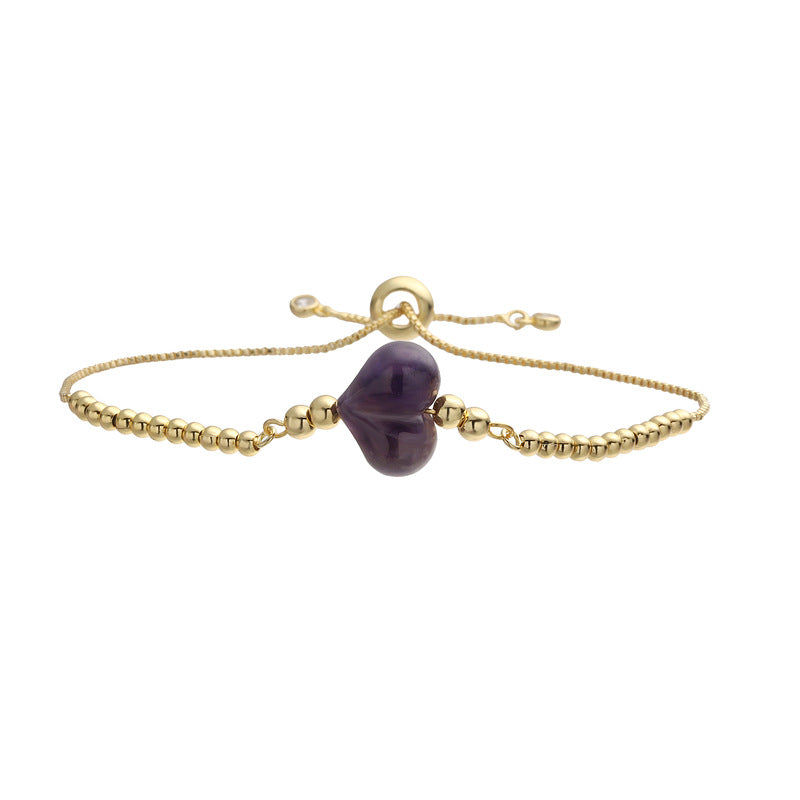 Wholesale Gold Plated Copper Heart Beaded Bracelet Minimalist Unisex Jewelry Accessory For Everyday Wear And Gifting