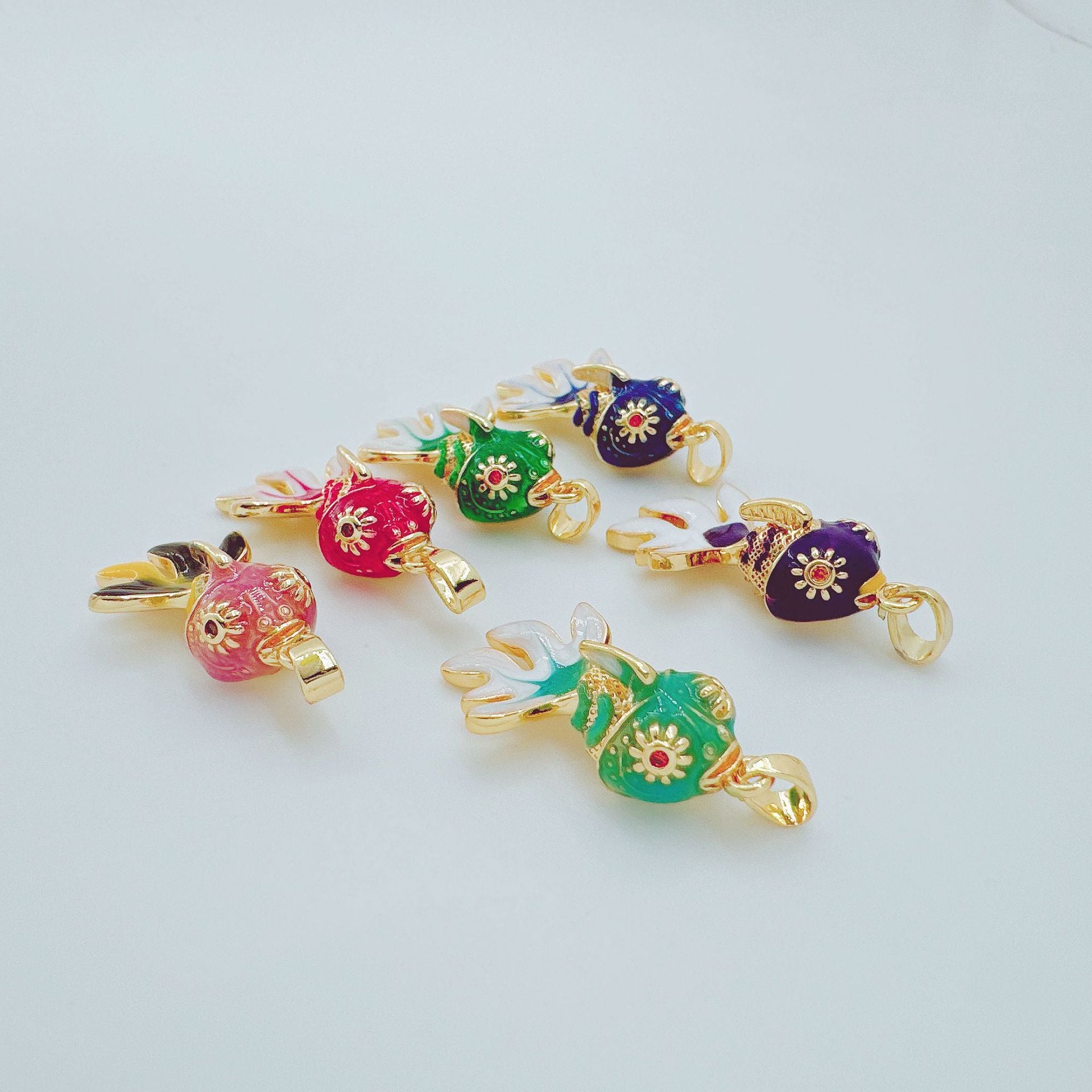 Wholesale Colorful Copper 18K Gold Plated Goldfish Pendant DIY Jewelry Accessory for Gift or Resale