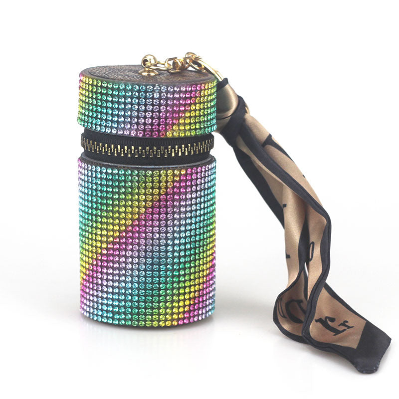 Wholesale PU Leather Rhinestone Lipstick Bag Mini Storage Bag Keychain ACC-KC-CanWu001