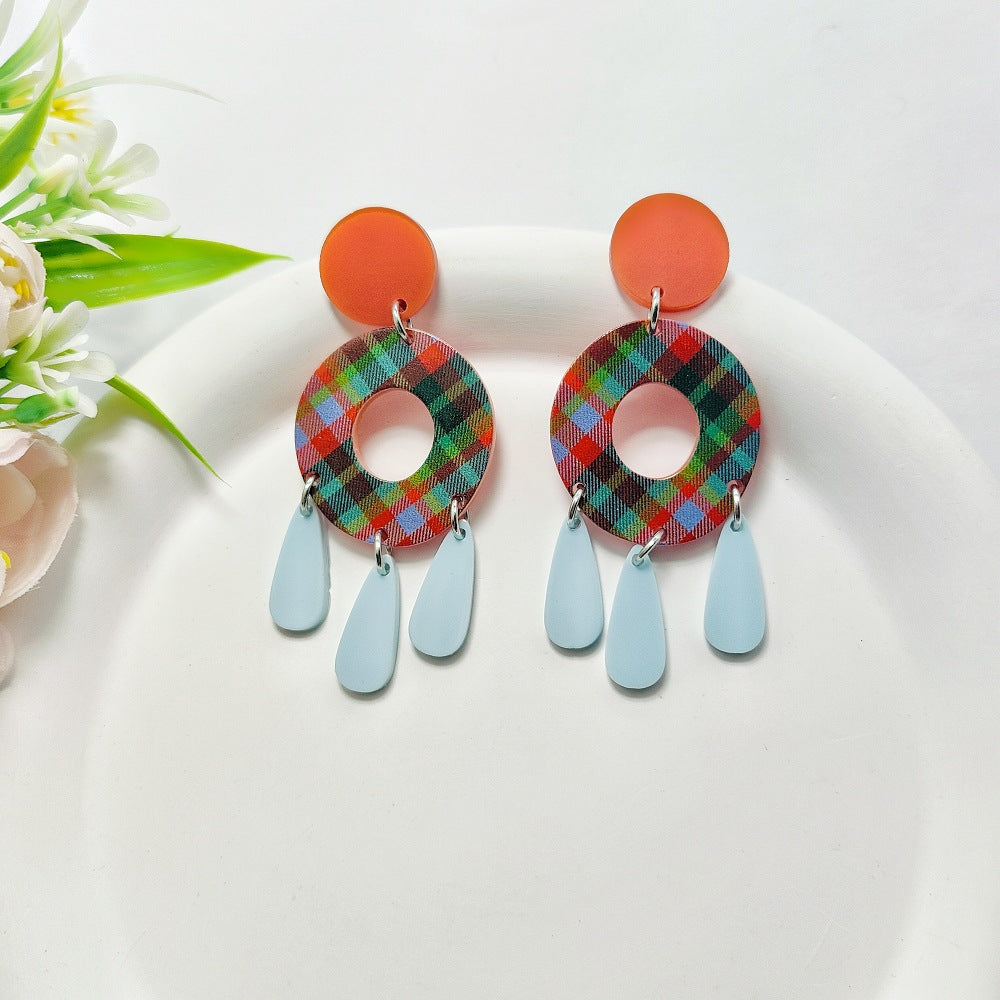 Wholesale Bohemian Style Hollow Stud Earrings Exaggerated Acrylic Earrings ACC-ES-Qiyu015