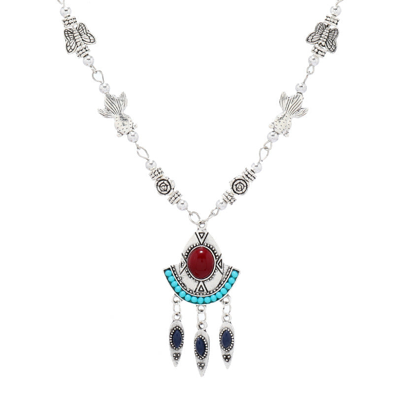 Wholesale Ethnic Style Tassel Vintage Necklace ACC-NE-Luox002