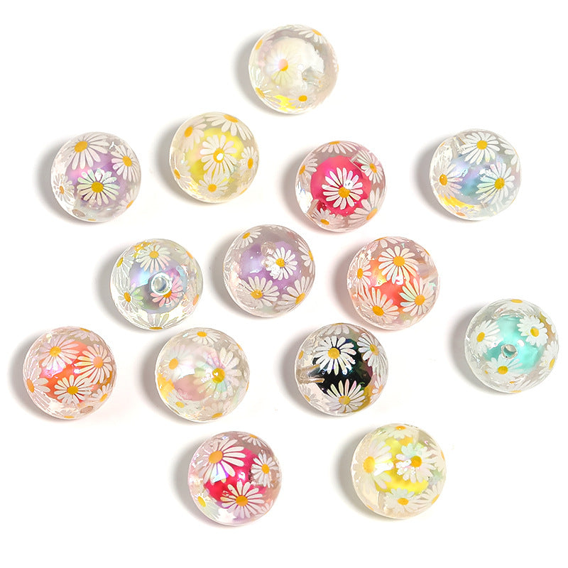 Wholesale 100pcs Acrylic Daisy Print Beads DIY Beaded Pen Accessories ACC-BDS-BLG078