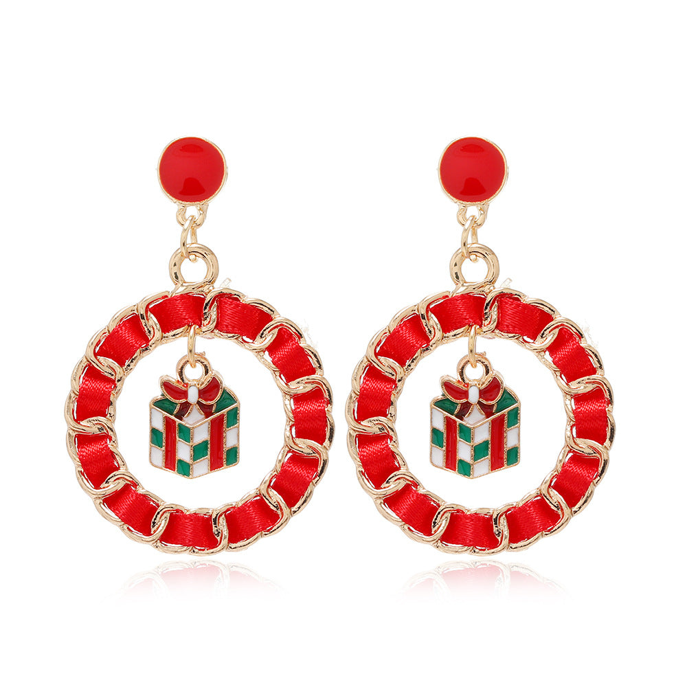 Wholesale Christmas Earrings Metal Oil Drop Ring Bell Christmas Tree Earrings ACC-ES-DingZhou003