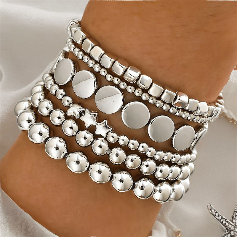 Wholesale Round Women's Bracelet Metallic Six-piece Bracelet
