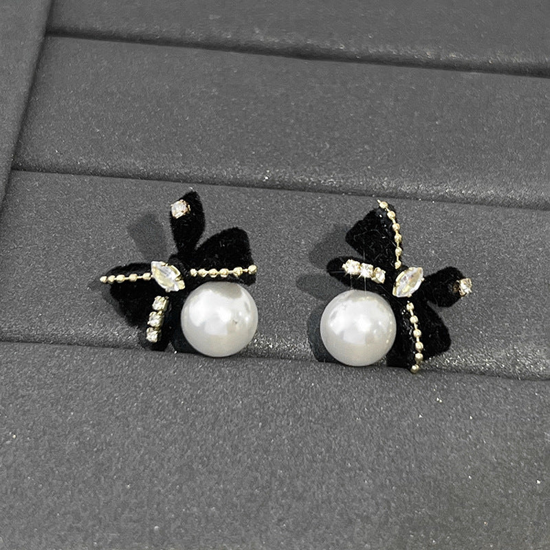 Wholesale Retro Light Luxury Bow Bead Earrings ACC-ES-XiaoCheng012