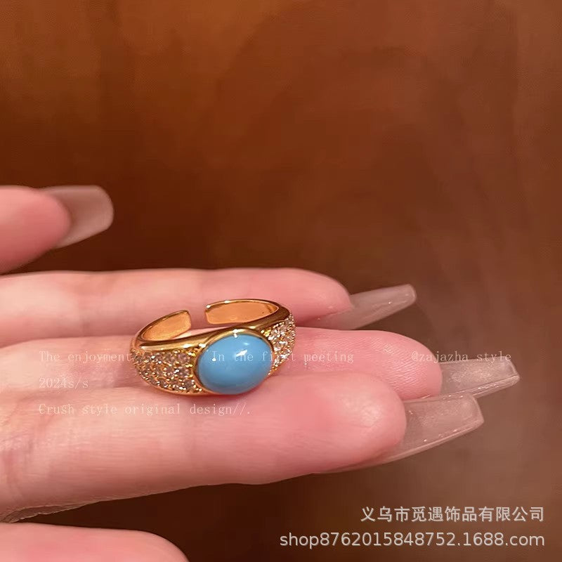 Wholesale Bohemian Ethnic Ring,  Retro Imitation Turquoise,  Alloy,  Women' s Jewelry Accessory for Everyday Wear or Gift