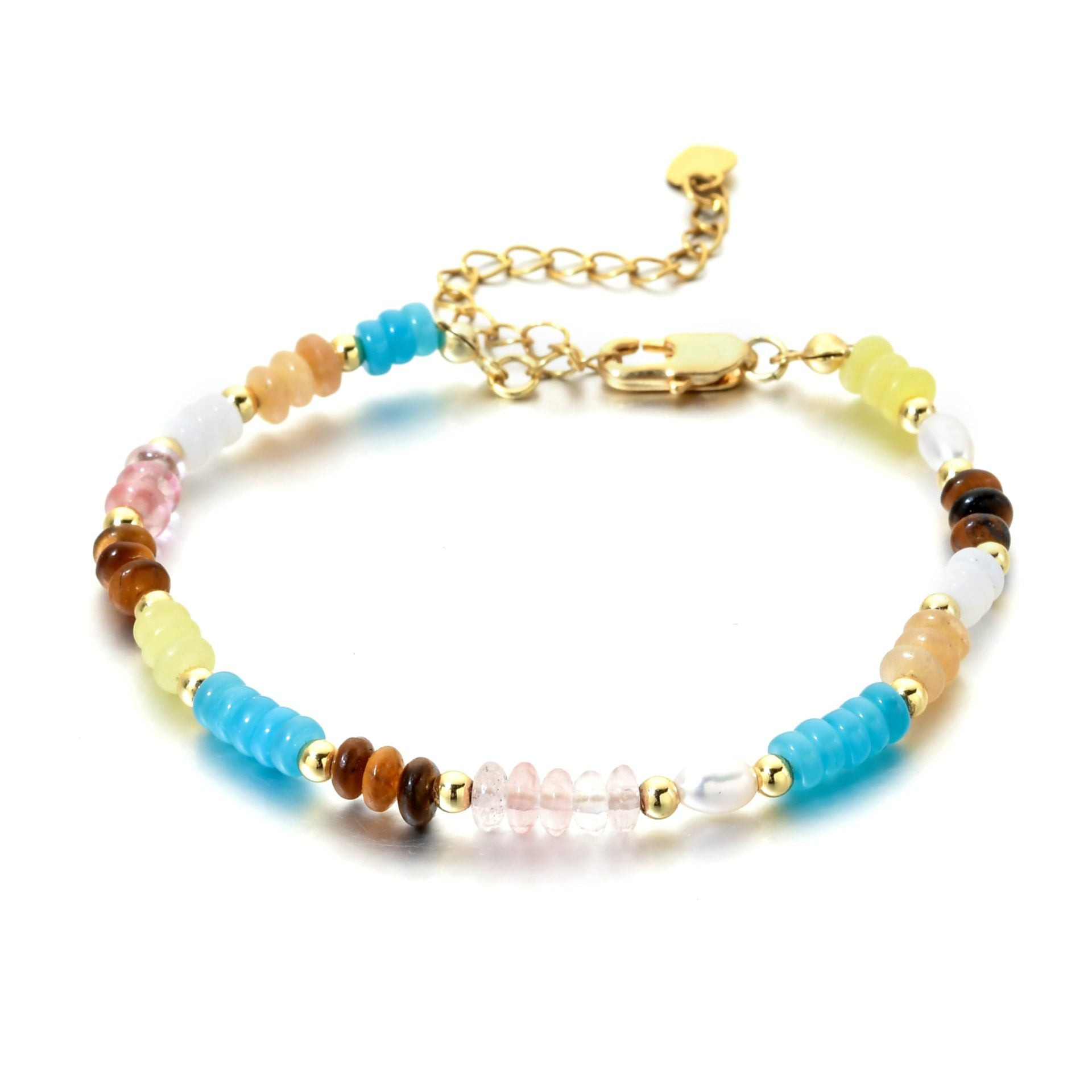 Wholesale Women' s Flat Bead Bracelet Powder Crystal Turquoise Tiger Eye Abacus Beads Adjustable Bracelet