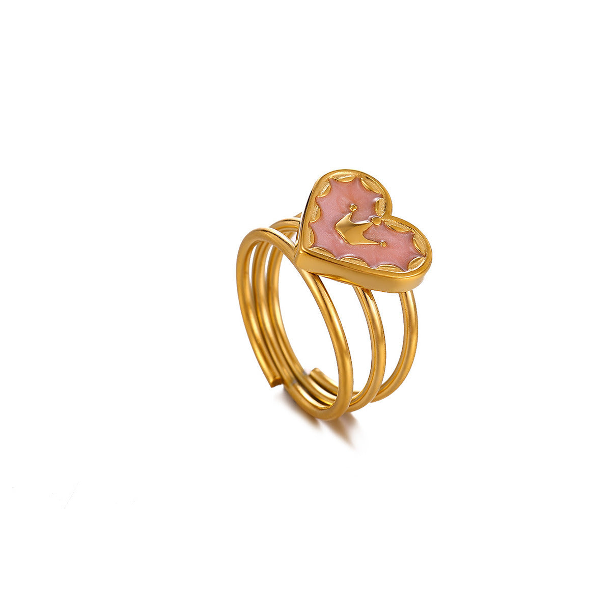 Wholesale Oil Drop Heart Crown Ring Stainless Steel Fashion Accessory Gift