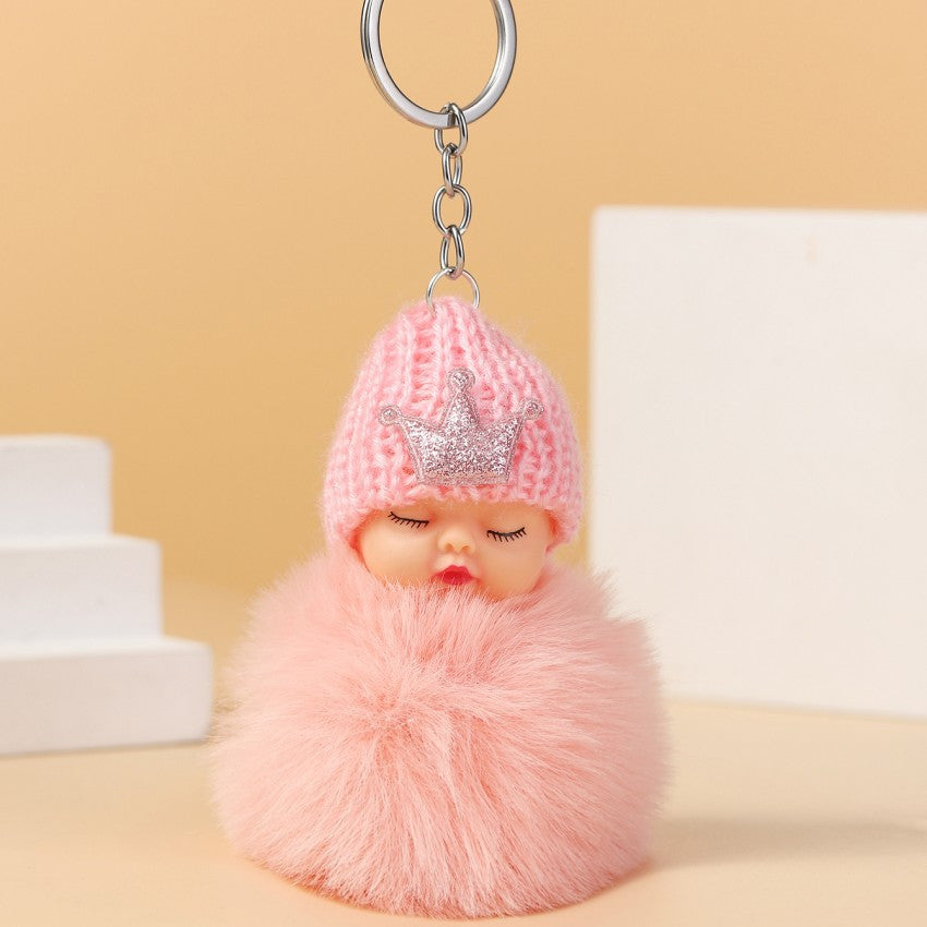 Wholesale Cute Crown Hat Plush Doll Keychains Pom Pom ACC-KC-RongR051