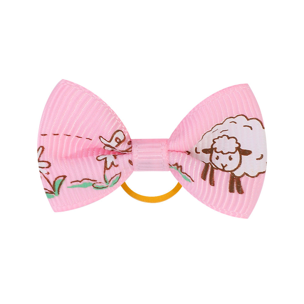Wholesale 12pcs Children's Printed Bow Kids Hair Scrunchies ACC-HS-YaLun001