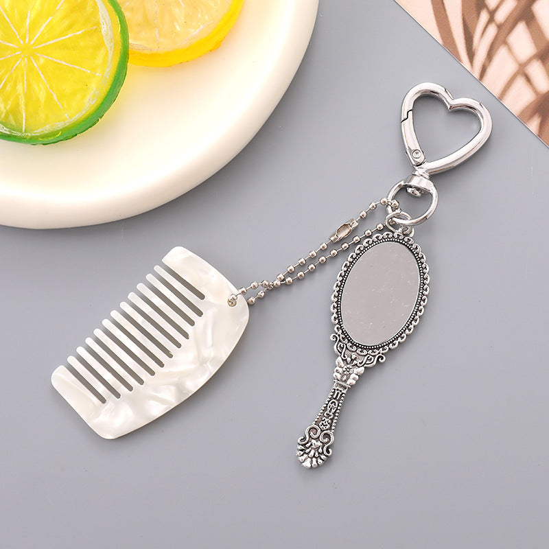 Wholesale Comb Pendant Mini Handle Makeup Mirror Keychain