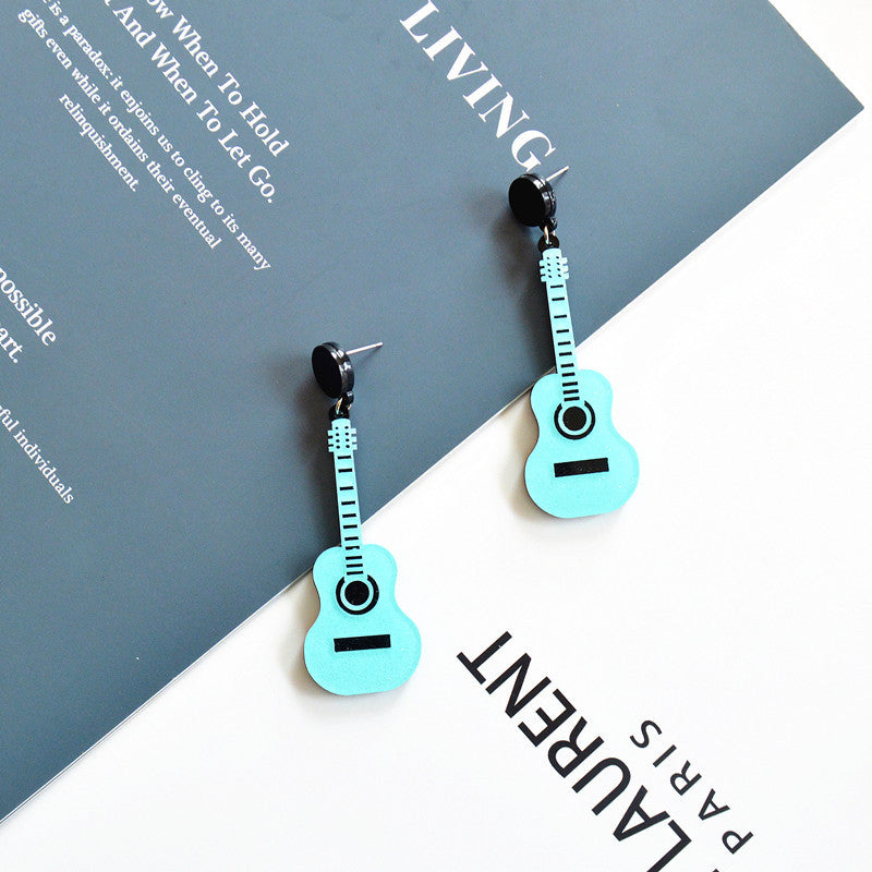 Wholesale Acrylic Earrings Hip Hop Hipster Music Exaggerated Guitar Earrings ACC-ES-XN013