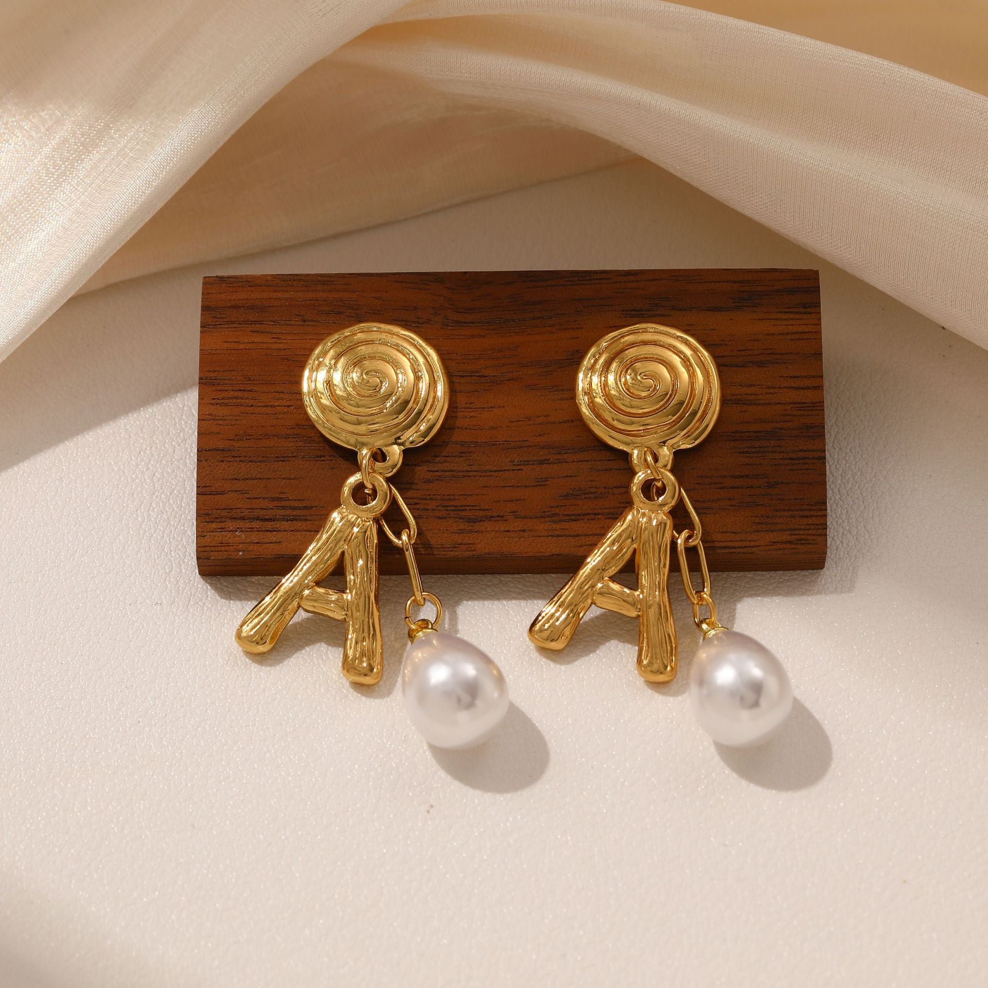 Wholesale Titanium Steel Geometric Pearl Drop Earrings,  Party Wear Fashion Accessory for Boutique Resale