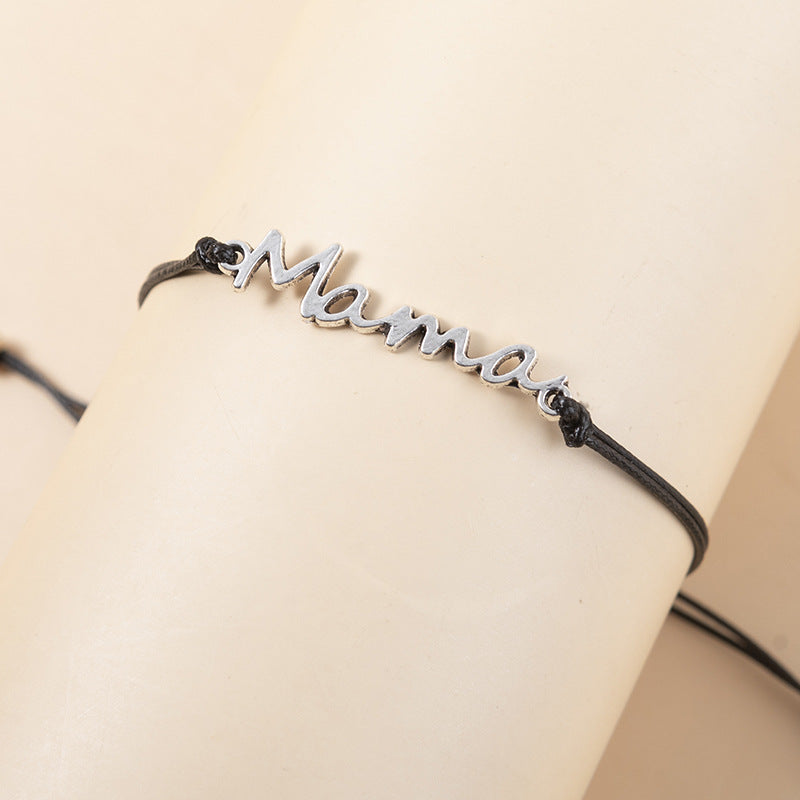 Wholesale Alloy Mama Mother's Day Handmade  Woven Blessing Card Adjustable Bracelet