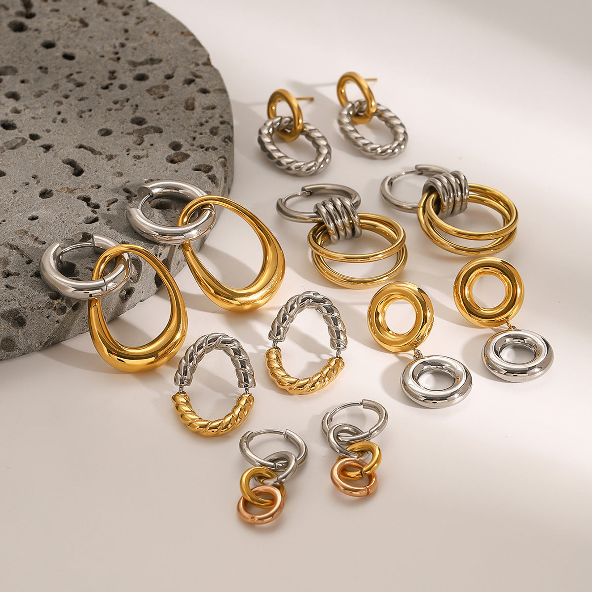 Wholesale  stainless steel color matching circle earrings